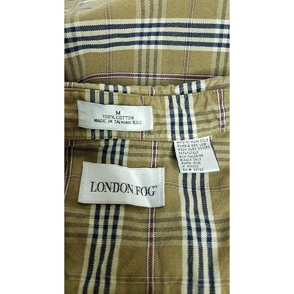 Mens Medium Vintage London Fog Tartain Plaid LS Button Down Heavyweight Cotton - Picture 3 of 3
